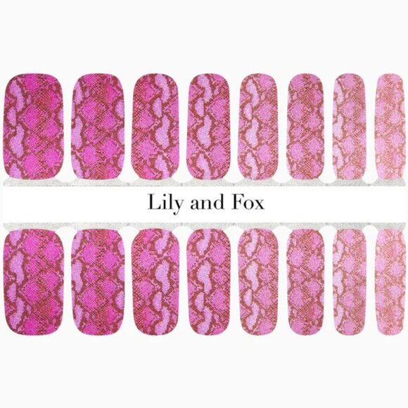 3 for 15 - LILY & FOX - SASSY SERPENT Nail Stickers Wrap Strips Pink Glitter - Picture 2 of 8